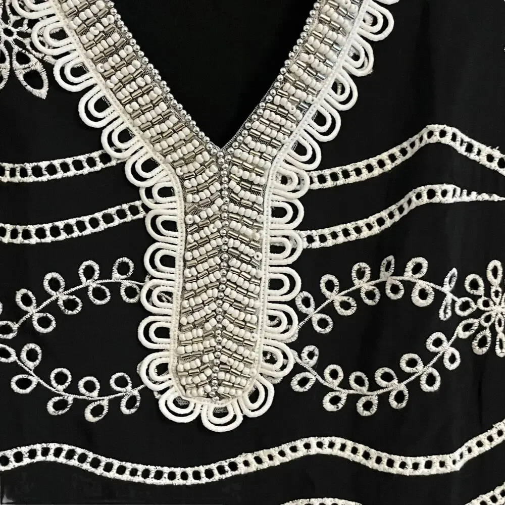 Boston Proper Beaded Eyelet Boho Long Sleeve Blouse - Picture 3 of 9